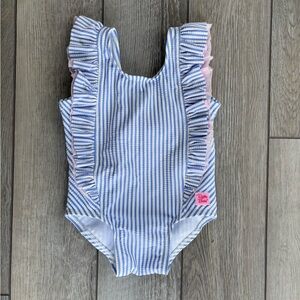 RuffleButts Seersucker Swimsuit